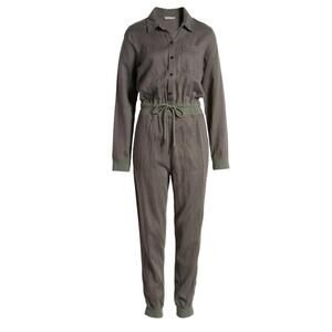 Faherty Arlie Jumpsuit Green Linen Blend‎ Long Sleeve Sz M Women